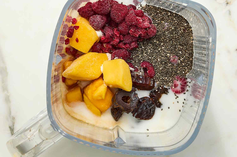 Raspberry-Mango Chia Seed Smoothie